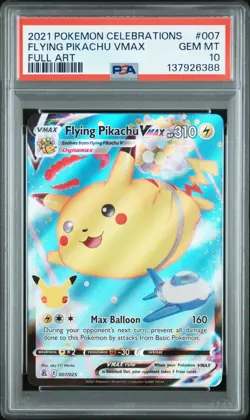 PSA 10 GEM MINT 2021 POKEMON CELEBRATIONS #007 FULL ART/FLYING PIKACHU VMAX - Image 1