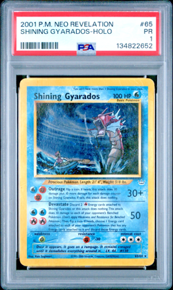 PSA 1 PR 2001 Neo Revelation Shining Gyarados 65/64 Holo Foil Rare Pokemon - Image 1