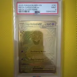 2025 Pokemon Mega Evolution Mega Gardevoir EX Mega Gold Hyper Rare PSA 9 #187 - Image 1