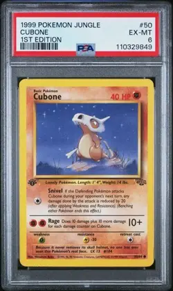 Pokemon 1999 Jungle Cubone 1st Edition PSA 6 #50/64 Regular English TCG - Image 1