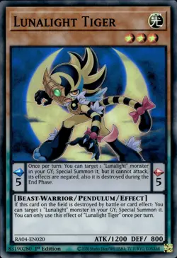 Lunalight Tiger - Super Rare 1st Edition RA04-EN020 - NM - YuGiOh - Image 1