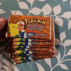 Pokemon TV Animation Edition Topps(10) Booster Packs 7 Cards+1 Foil English 1999 - Image 1