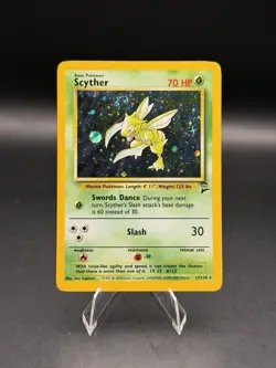 Scyther 17/130 Base Set 2 Holo Rare WOTC Vintage Pokemon Card TCG NM (Swirl) - Image 1