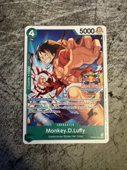 Bandai Monkey.D.Luffy Red Bull Double Don!! Promo Card PRB02-005 One Piece - Image 1