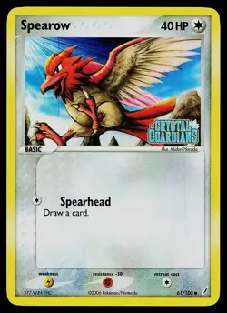 Pokemon Card - Spearow Crystal Guardians 61/100 Common Reverse Holo Stamped - Image 1