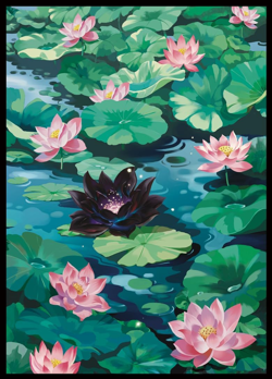MTG Card Sleeves 100CT (Bloomburrow Black Lotus Pool), Matte Art Card Sleeves, M - Image 1