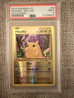 2016 POKEMON XY EVOLUTIONS #35/108 PIKACHU REVERSE HOLO PSA 9 - Image 1