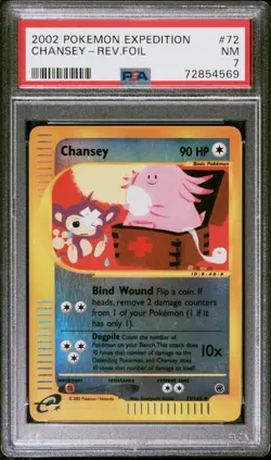 Pokemon Card Chansey 72/165 Reverse Holo Expedition PSA 7 NM - Image 1