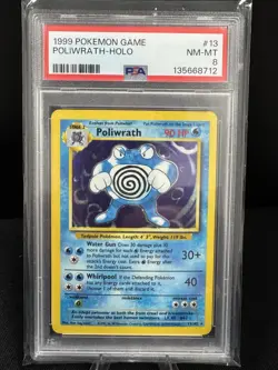 1999 POKEMON BASE SET UNLIMITED #13 POLIWRATH-HOLO PSA 8 - Image 1