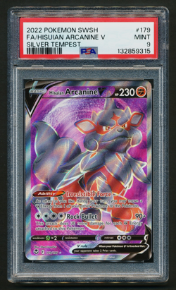Hisuian Arcanine 179/195 Ultra Rare Holo Pokemon 2022 Silver Tempest PSA 9 MINT - Image 1