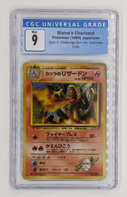 1999 Pokemon BLAINE'S CHARIZARD Japanese Gym 2: Challenge Holo CGC 9 - Image 1