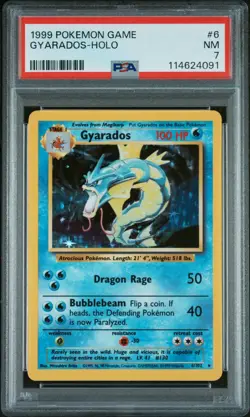 1999 POKEMON SET UNLIMITED #6/102 GYARADOS RARE HOLO PSA 7 - Image 1