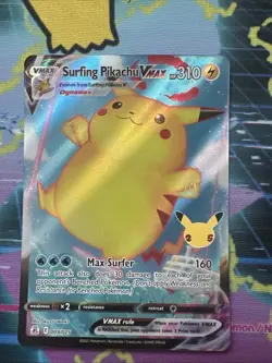 Pokemon Pikachu TCG Surfing VMAX Holo Ultra Rare Card 009/025 Celebrations - Image 1