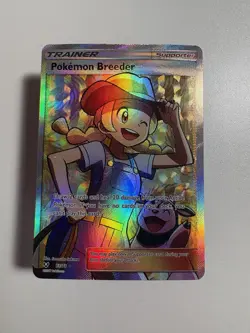 Pokemon Breeder 73/73 Shining Legends Holo Full Art Trainer Pokemon TCG Card - Image 1