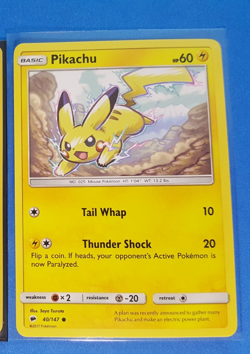 Pikachu 40/147 Pokemon card SM Burning Shadows common NM - Image 1