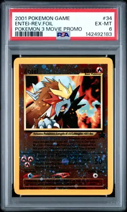 2001 POKEMON GAME MOVIE POKEMON 3 MOVIE PROMO #34 ENTEI-REVERSE FOIL PSA 6 - Image 1