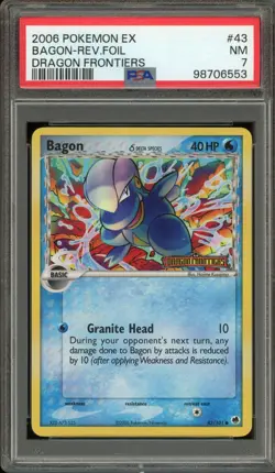 Pokemon Bagon EX Dragon Frontiers Reverse Holo #43 PSA 7 - Image 1