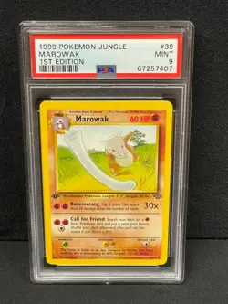1999 POKEMON JUNGLE 1ST EDITION UNCOMMON #39 MAROWAK PSA MINT 9 SET BREAK - Image 1