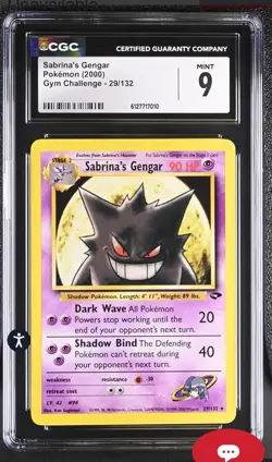 2000 Pokemon Gym Challenge Sabrina's Gengar #29 CGC 9 MINT - Image 1