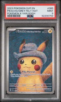Pokemon Pikachu with Grey Felt Hat Van Gogh Full Art Promo SVP EN 085 PSA 9 Mint - Image 1