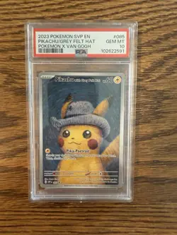 Pokemon Pikachu with Grey Felt Hat Van Gogh Full Art Promo SVP EN 085 PSA 10 - Image 1