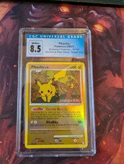 Pokemon Pikachu Card 94/123 Diamond and Pearl Burger King Stamped Reverse Holo - Image 2