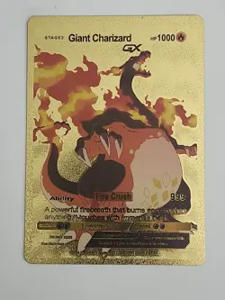 Giant Charizard GX gold Foil Fan Art Display Card Hp1000 fire crush 999 💥💥💥💥 - Image 1