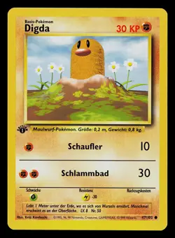 Pokemon Card - Diglett Digda German 1st Edition Base Set 47/102 Common - Image 1