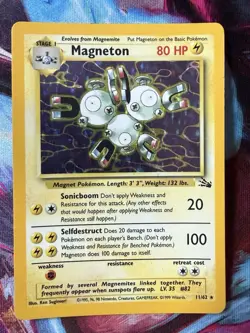 Pokemon TCG Magneton 11/62 Fossil Holo Rare Card Unlimited - LP - Image 1