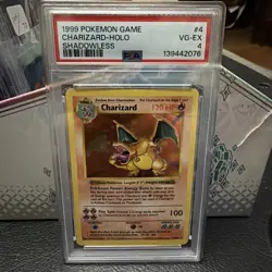 1999 Pokemon Game #4 Charizard-Holo Shadowless Base Set PSA 4 VG-EX - Image 1