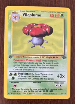 Vileplume 1st Edition Holo Rare 15/64 Jungle Pokemon TCG 1999 - Image 2