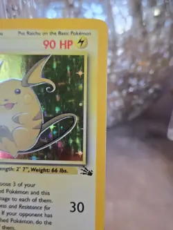 Pokemon TCG- Raichu 14/62 Holo Unlimited Fossil Set WOTC LP - Image 3