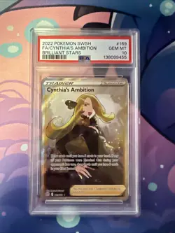 2022 POKEMON SWORD & SHIELD BRILLIANT STARS FULL ART/CYNTHIA'S AMBITION PSA 10 - Image 1