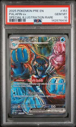 2025 POKEMON PRE EN-PRISMATIC EVOLUTIONS #151 PALAFIN EX PSA 10 - Image 1