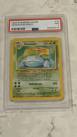 1999 Pokemon TCG Venusaur Holo Card 15/102 PSA 7 Base Set - Image 1