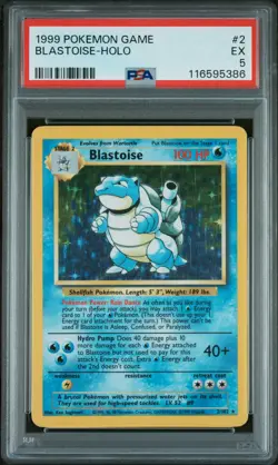 1999 POKEMON BASE SET UNLIMITED #2 BLASTOISE-HOLO PSA 5 - Image 1