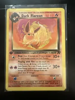 Pokemon Dark Flareon Team Rocket 1st Edition Uncommon 50 HP 35/82 2000 - Image 1