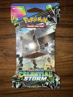 Pokemon Sun & Moon CELESTIAL STORM Sleeved Booster Pack Stakataka Artwork - Image 1