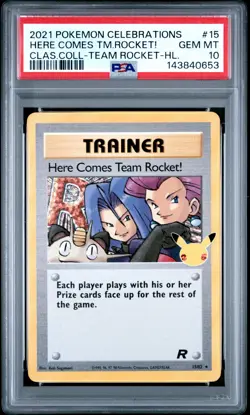 PSA 10 Here Comes Team Rocket! Celebrations 15/82 Pokemon - Image 1