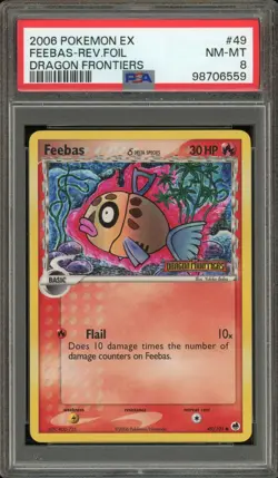 Pokemon Feebas EX Dragon Frontiers Reverse Holo #49 PSA 8 - Image 1