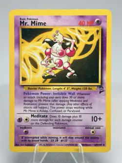 Pokemon TCG Mr. Mime 27/130 Non-Holo Rare Base Set 2 - Image 1