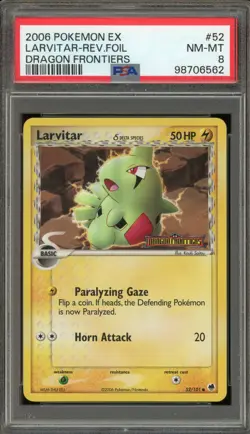 Pokemon Larvitar EX Dragon Frontiers Reverse Holo #52 PSA 8 - Image 1