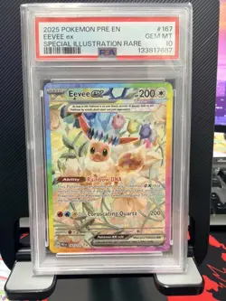 2025 POKEMON PRE EN-PRISMATIC EVOLUTIONS #167 EEVEE EX PSA 10 - Image 1