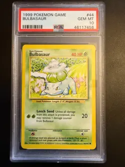 1999 Pokemon Bulbasaur Base Set #44 PSA 10 - Image 1