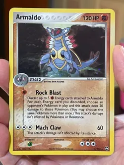 POKEMON ARMALDO 1/108 RARE COSMOS HOLOFOIL MP LEGENDS AWAKENED DM CARD - Image 1