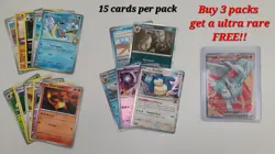 Pokemon TCG Repacks(15 Cards Per Pack) BUY 3 PACKS TO GET A FREE ULTRA RARE!!! - Image 1