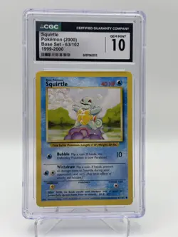 Pokemon TCG Squirtle 63/102 1999-2000 Base Set 4th Print CGC 10 GEM MINT - Image 1