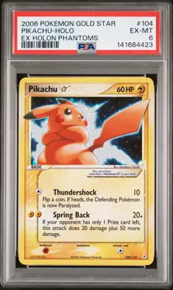 2006 POKEMON EX HOLON PHANTOMS GOLD STAR #104 PIKACHU-HOLO PSA 6 - Image 1