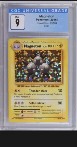 2016 POKEMON TCG XY EVOLUTIONS 38/108 MAGNETON HOLO RARE CGC MINT 9 - Image 1