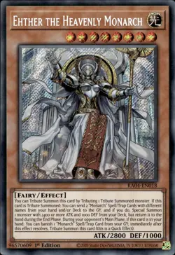 Ehther The Heavenly Monarch - Secret Rare 1st Edition RA04-EN018 - NM - YuGiOh - Image 1